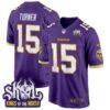 Minnesota Vikings King Of The North Patch Throwback Game Jersey – All Stitched – Purple – Dallas Turner Jersey