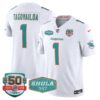Dolphins Shula 347 Patch Vapor Limited Jersey V2 – All Stitched – White – Tua Tagovailoa Jersey