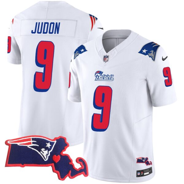 Patriots 1996 Throwback State Patch Vapor Jersey – All Stitched – White – Matthew Judon Jersey