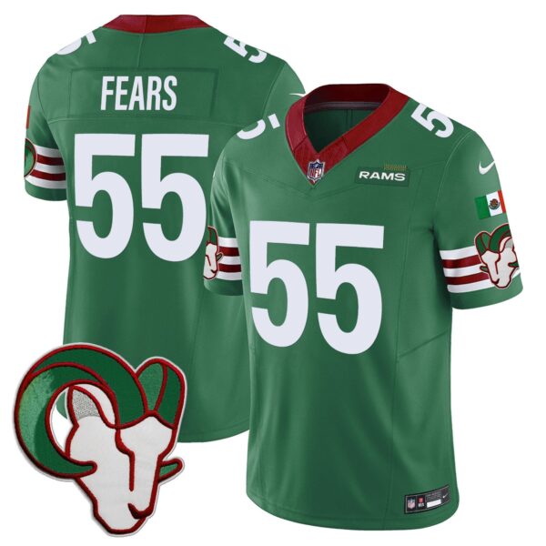Rams Mexico Vapor Limited Jersey – All Stitched – Green – Tom Fears Jersey