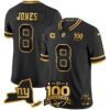 New York Giants 100th Season & State Patch Gold Vapor Limited Jersey – All Stitched – Black Gold – Daniel Jones Jersey