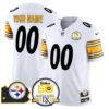 Steelers 50th Anniversary Of Super Bowl IX & Map Patch Vapor Limited Custom Jersey – All Stitched – White Jersey