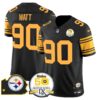 Steelers 50th Anniversary Of Super Bowl IX & Map Patch Vapor Limited Jersey – All Stitched – Color Rush – T. J. Watt Jersey