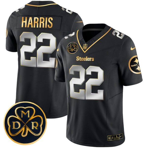 Steelers DMR Patch Gold Vapor Limited Jersey – All Stitched – Black Limited – Najee Harris Jersey