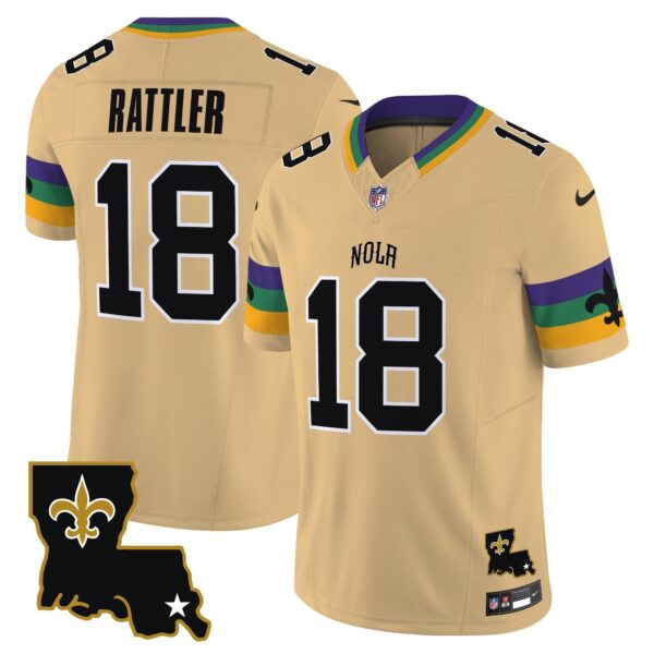 Saints 2024 New Orleans City Vapor Limited Jersey – All Stitched – Gold – Spencer Rattler Jersey