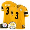 Steelers 50th Anniversary Of Super Bowl IX & Map Patch Vapor Limited Jersey – All Stitched – Gold – Russell Wilson Jersey