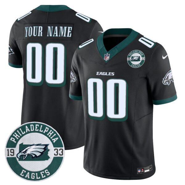 Eagles 2024 Vapor Limited Custom Jersey – Est. 1933 Patch – All Stitched – Black Jersey