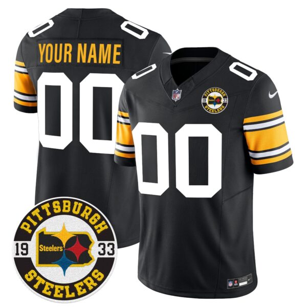 Steelers 2024 Vapor Limited Custom Jersey – Est 1933 Patch – All Stitched – 1975 Throwback Jersey