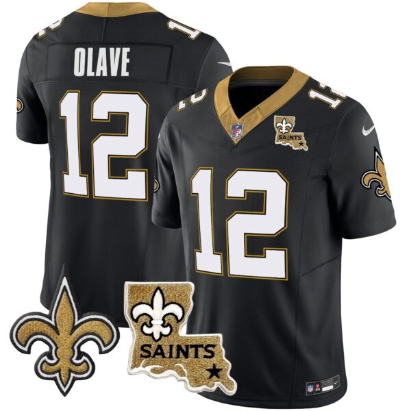 Saints Vapor Limited Jersey – New Orleans Patch – All Stitched – Black – Chris Olave Jersey