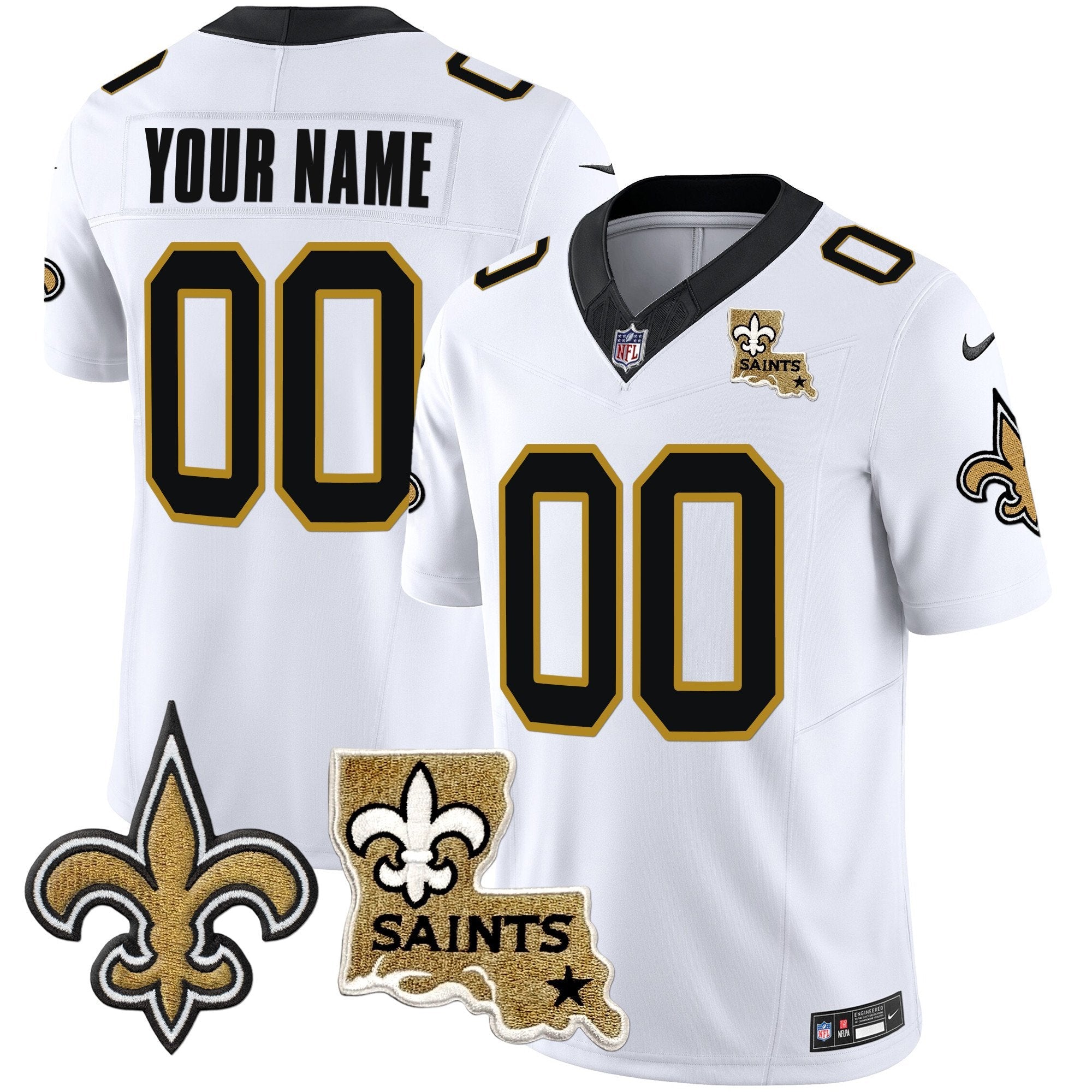 Saints 1987 Legacy Vapor Custom Jersey V2 – All Stitched – White Jersey