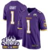 Minnesota Vikings King Of The North Patch Throwback Game Jersey – All Stitched – Purple – Bud Grant Jersey