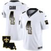 Saints 1987 Legacy Arch Smoke Jersey – All Stitched – White – Derek Carr Jersey