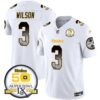 Steelers Arch Smoke 50th Anniversary Of Super Bowl IX Patch Vapor Limited Jersey – All Stitched – White – Russell Wilson Jersey