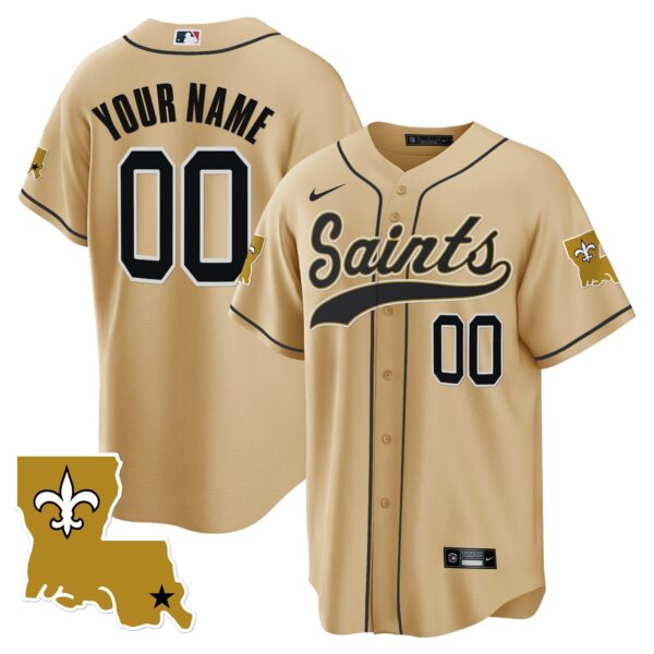 Saints 1987 Legacy Cool Base Custom Jersey – All Stitched – Gold Jersey
