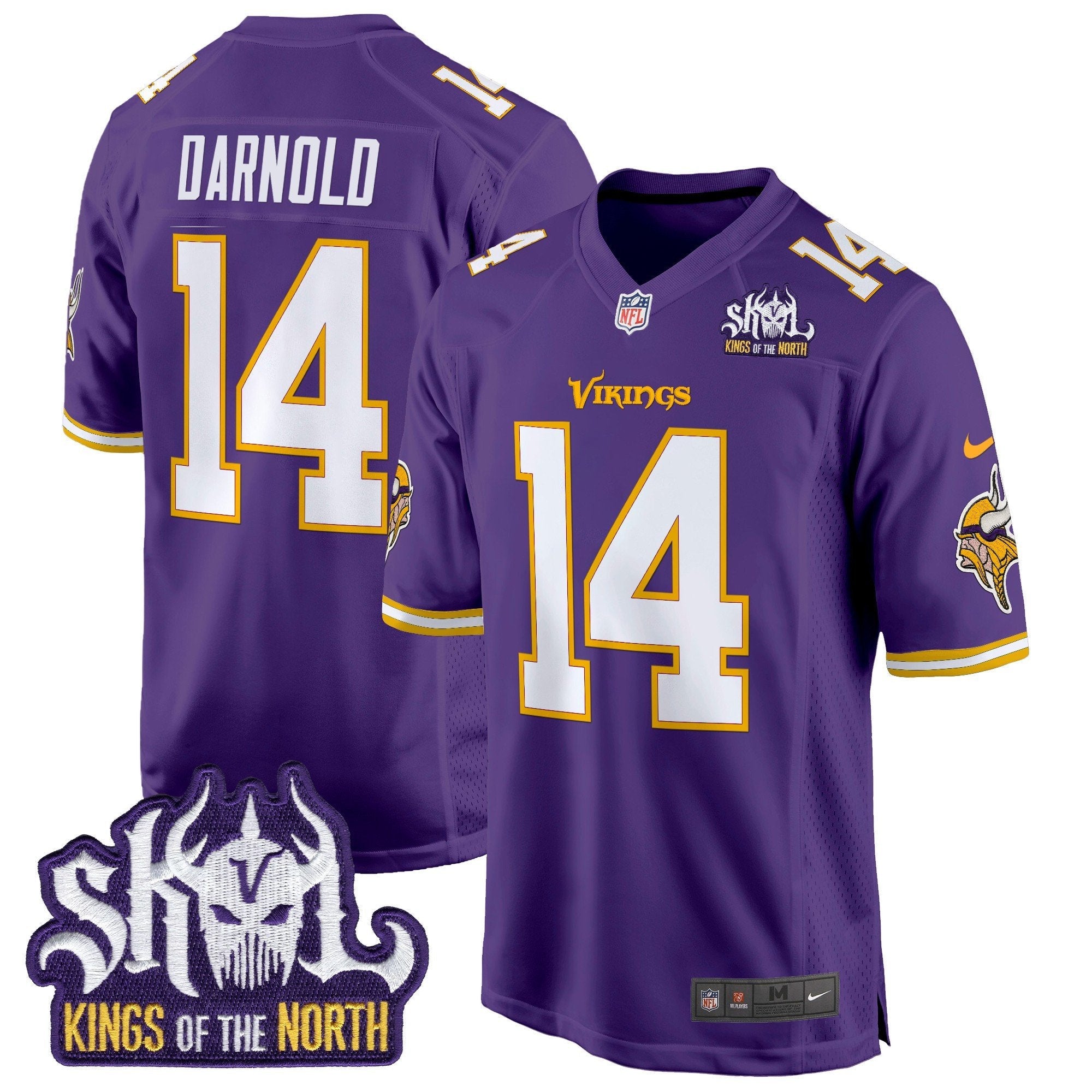 Minnesota Vikings King Of The North Patch Throwback Game Jersey – All Stitched – Purple – Sam Darnold Jersey
