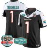 Dolphins Shula 347 Patch Vapor Limited Jersey V2 – All Stitched – Black Alternate – Tua Tagovailoa Jersey