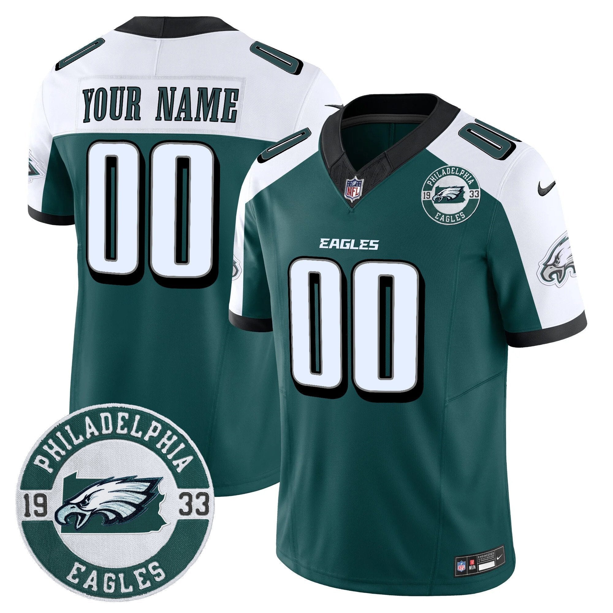 Eagles 2024 Vapor Limited Custom Jersey – Est. 1933 Patch – All Stitched – Alternate Jersey