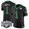 Philadelphia Eagles Kelly Green 2024 NFC East Division Champions Vapor Limited Jersey V2 – All Stitched – Black – Jalen Hurts Jersey