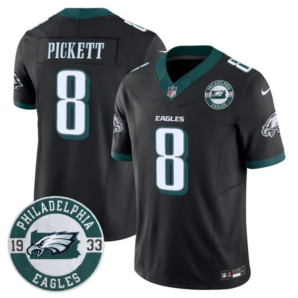 Eagles 2024 Vapor Limited Jersey – Est. 1933 Patch – All Stitched – Black – Kenny Pickett Jersey