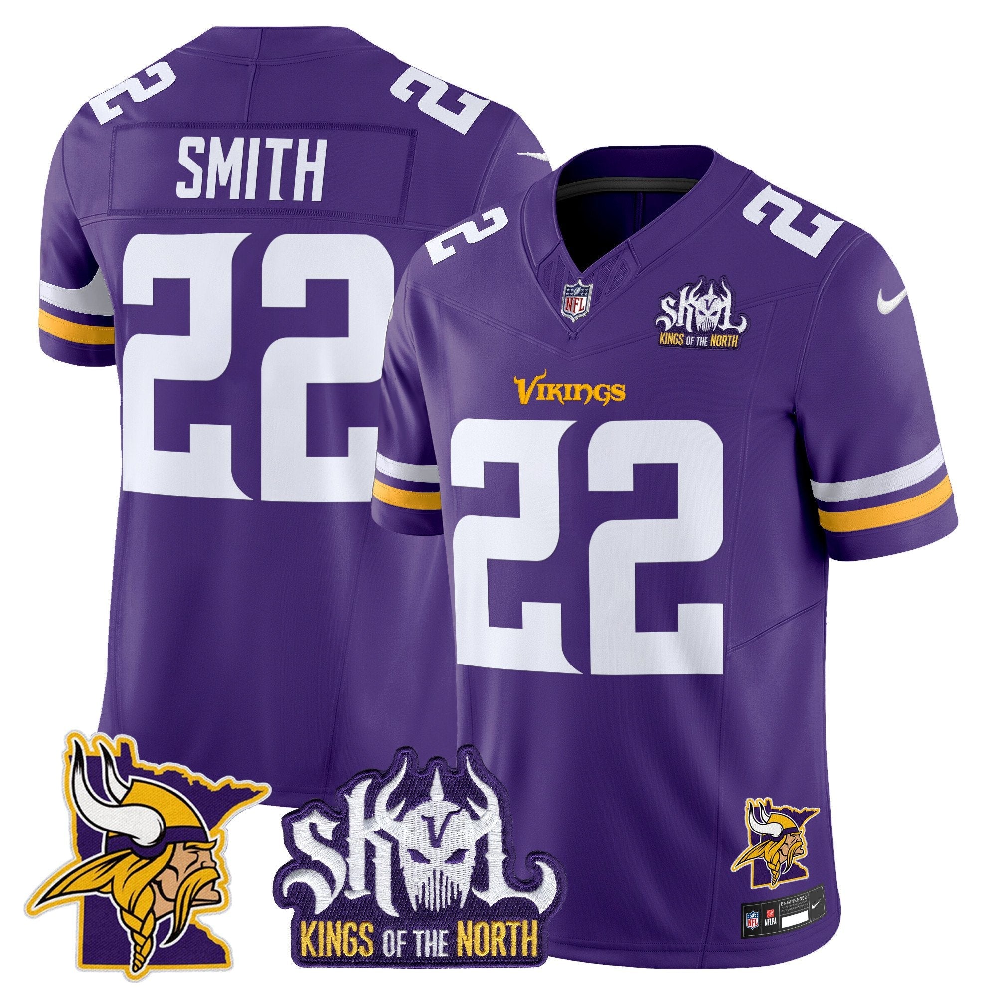 Minnesota Vikings Kings Of The North Patch Vapor Limited Jersey V3 – All Stitched – Purple – Harrison Smith Jersey