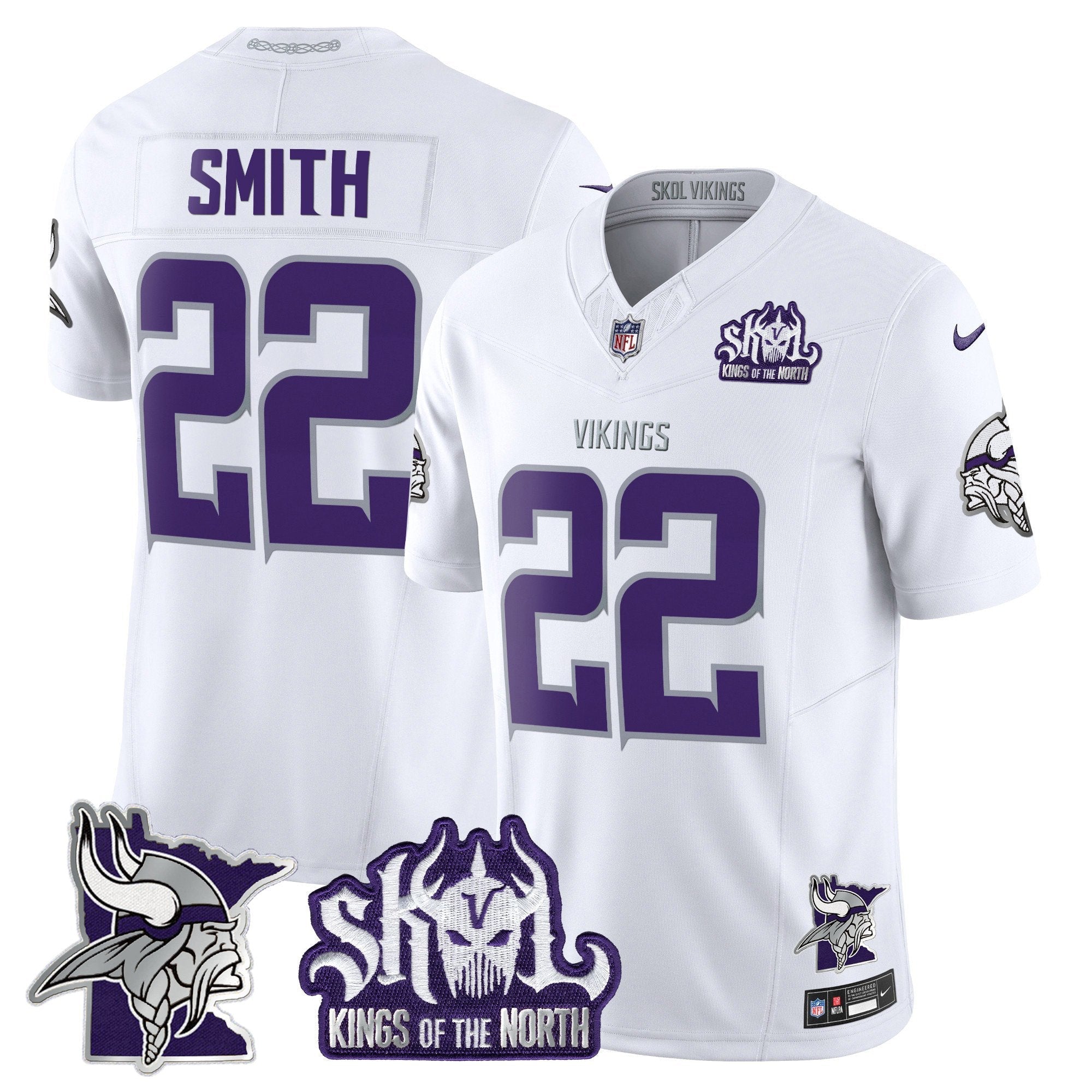 Minnesota Vikings Kings Of The North Patch Vapor Limited Jersey V3 – All Stitched – Winter Warrior – Harrison Smith Jersey