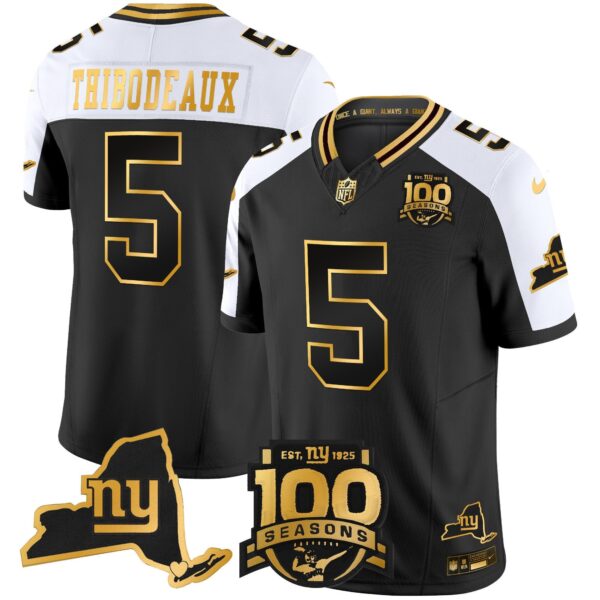 New York Giants 100th Season & State Patch Gold Vapor Limited Jersey – All Stitched – Alternate – Kayvon Thibodeaux Jersey