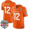 Dolphins Gold Trim Vapor Limited Jersey – All Stitched – Orange – Bob Griese Jersey