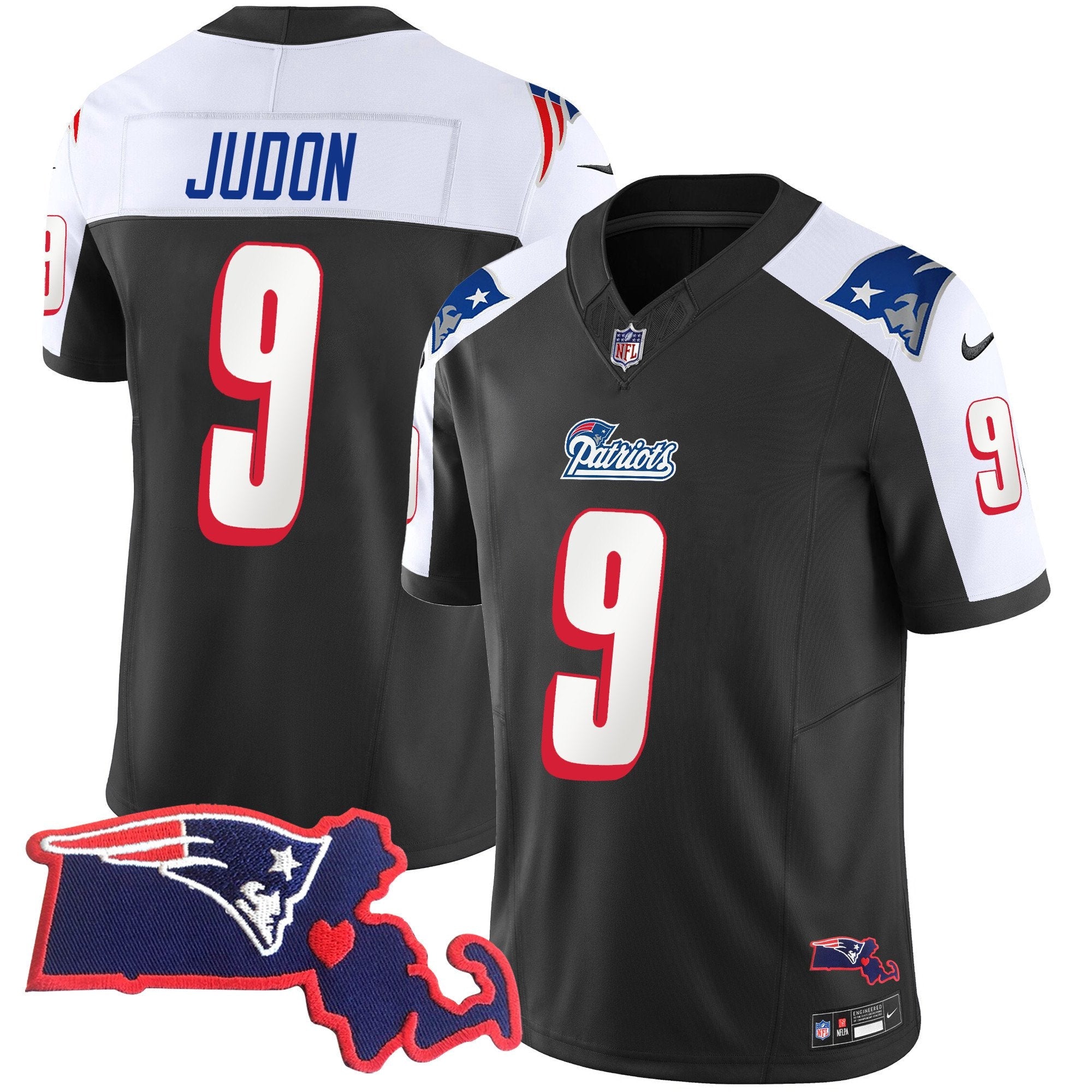 Patriots 1996 Throwback State Patch Vapor Jersey – All Stitched – Black Alternate – Matthew Judon Jersey
