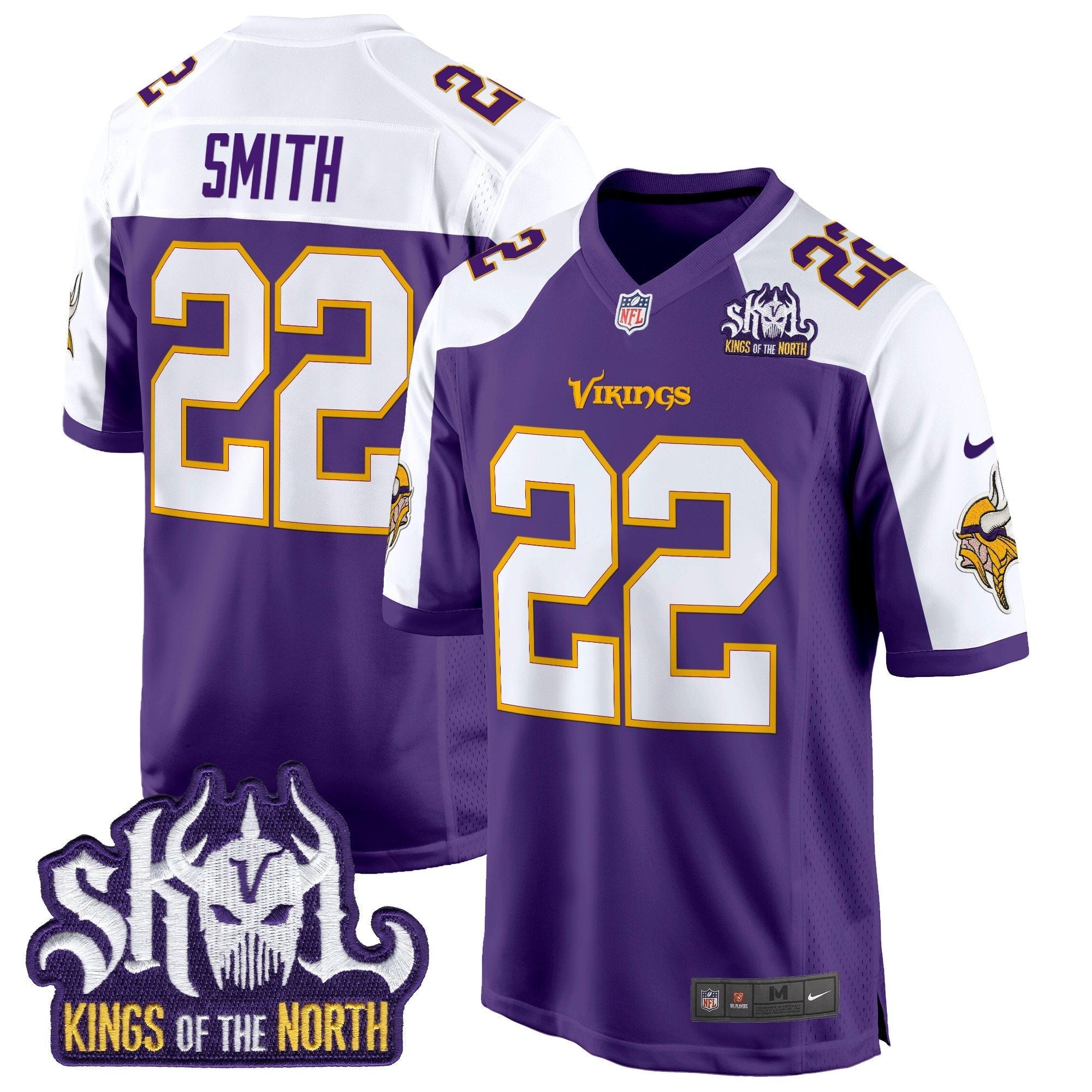 Minnesota Vikings King Of The North Patch Throwback Game Jersey – All Stitched – Purple Alternate – Harrison Smith Jersey