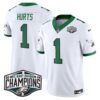 Philadelphia Eagles Kelly Green 2024 NFC East Division Champions Vapor Limited Jersey V2 – All Stitched – Kelly White – Jalen Hurts Jersey