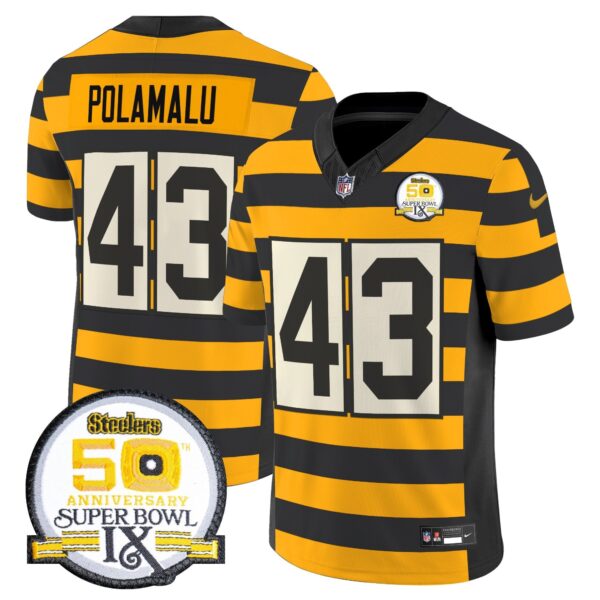 Pittsburgh Steelers Throwback 2024 Vapor Limited Jersey – All Stitched – Bumble Bee – Troy Polamalu Jersey