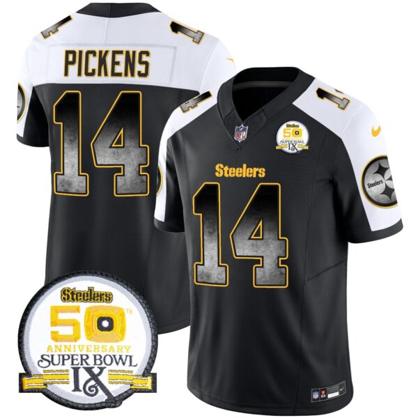 Steelers Arch Smoke 50th Anniversary Of Super Bowl IX Patch Vapor Limited Jersey – All Stitched – Alternate – George Pickens Jersey