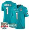 Dolphins Shula 347 Patch Vapor Limited Jersey V2 – All Stitched – Aqua – Tua Tagovailoa Jersey