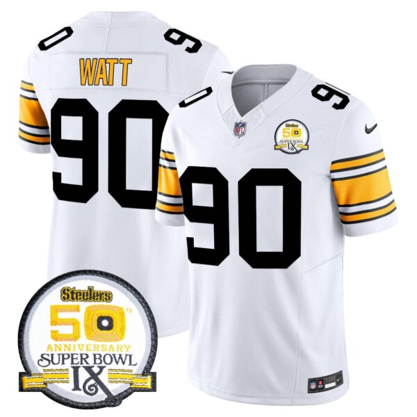 Pittsburgh Steelers Throwback 2024 Vapor Limited Jersey – All Stitched – 1975 White – T. J. Watt Jersey