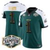 Eagles 2024 NFC East Division Champions Gold Trim Vapor Limited Jersey – All Stitched – Green Alternate – Jalen Hurts Jersey