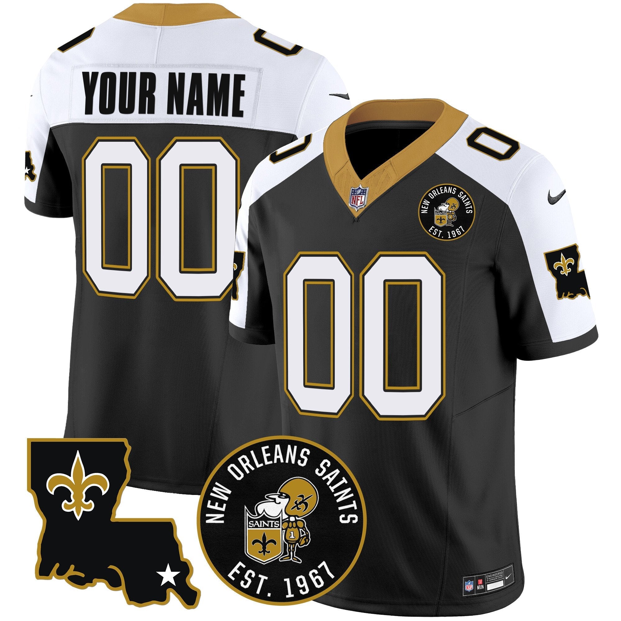 Saints EST. 1967 Patch Vapor Custom Jersey – All Stitched – Alternate Jersey