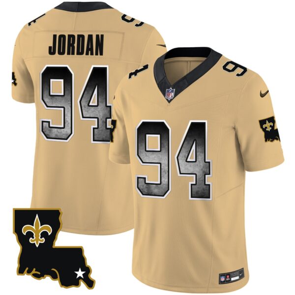 Saints 1987 Legacy Arch Smoke Jersey – All Stitched – Gold – Cameron Jordan Jersey
