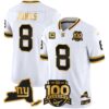 New York Giants 100th Season & State Patch Gold Vapor Limited Jersey – All Stitched – White Gold – Daniel Jones Jersey