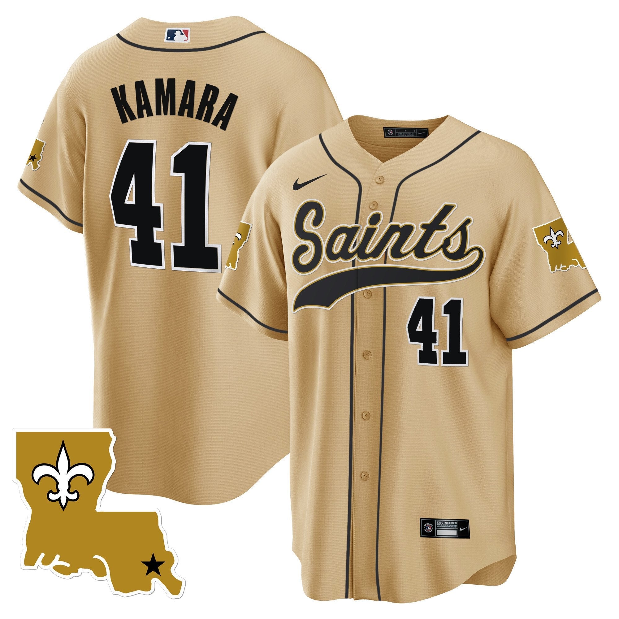 Saints 1987 Legacy Cool Base Jersey – All Stitched – Gold – Alvin Kamara Jersey