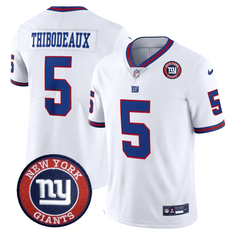 Giants Logo Patch Limited Jersey – All Stitched – White – Kayvon Thibodeaux Jersey