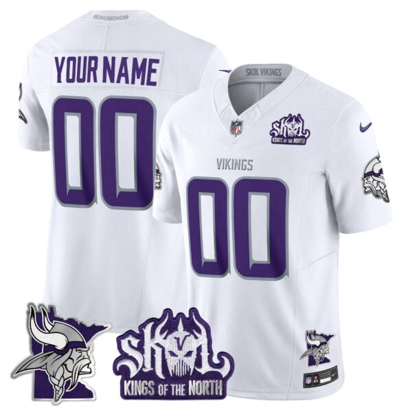 Minnesota Vikings Kings Of The North Patch Vapor Limited Custom Jersey V3 – All Stitched – Winter Warrior Jersey