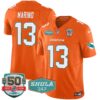Dolphins Shula 347 Patch Vapor Limited Jersey V2 – All Stitched – Orange – Dan Marino Jersey