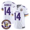 Minnesota Vikings 2024 Vapor Limited Jersey V2 – Est. 1961 Patch – All Stitched – White – Sam Darnold Jersey