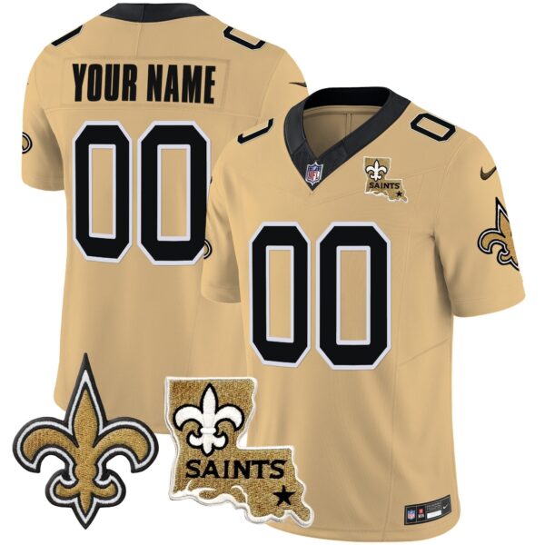 Saints 1987 Legacy Vapor Custom Jersey V2 – All Stitched – Gold Jersey