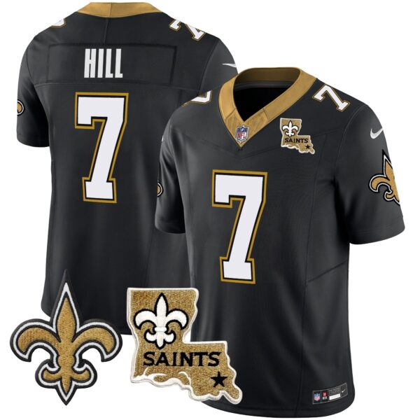 Saints Vapor Limited Jersey – New Orleans Patch – All Stitched – Black – Taysom Hill Jersey