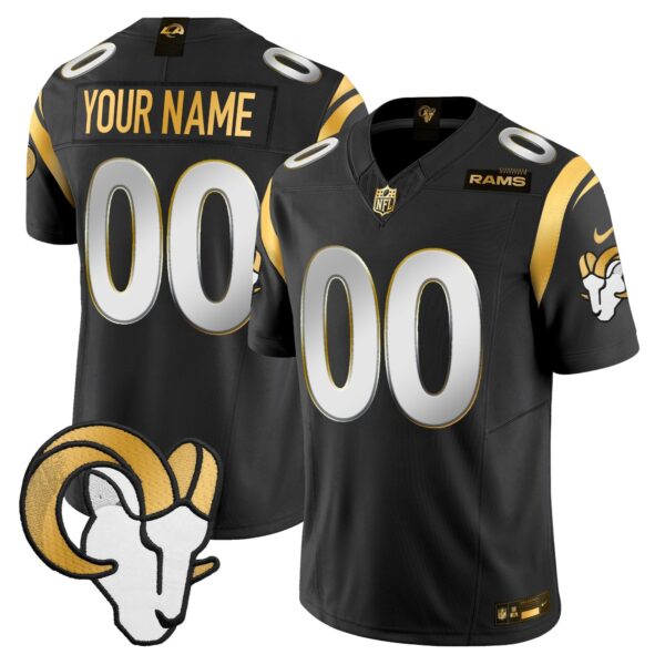 Los Angeles Rams 2024 Gold Vapor Limited Custom Jersey – All Stitched – Black Limited Jersey