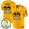 Steelers Arch Smoke 50th Anniversary Of Super Bowl IX Patch Vapor Limited Jersey – All Stitched – Gold – Najee Harris Jersey