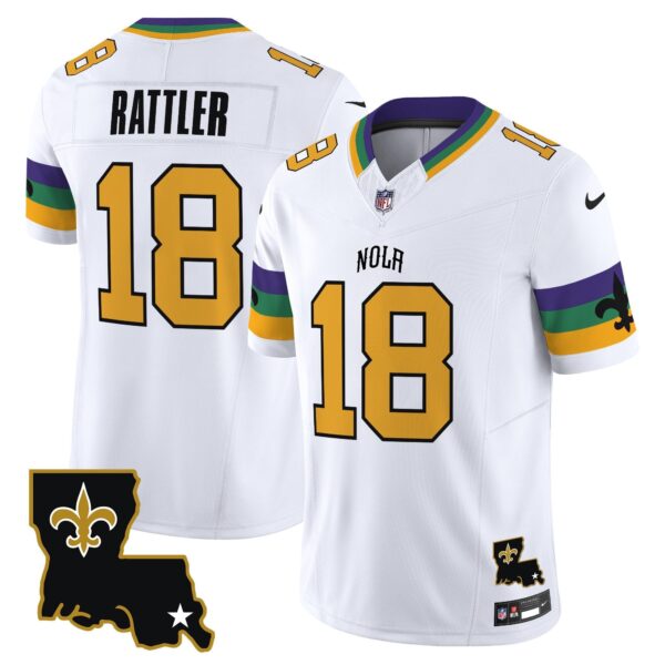 Saints 2024 New Orleans City Vapor Limited Jersey – All Stitched – White – Spencer Rattler Jersey