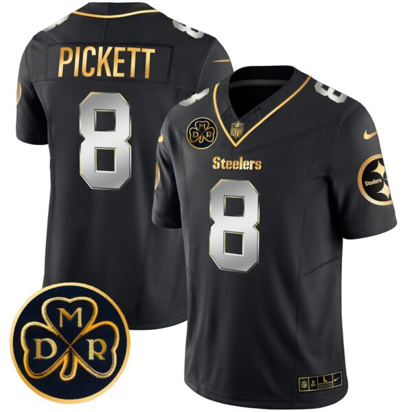 Steelers DMR Patch Gold Vapor Limited Jersey – All Stitched – Black Limited – Kenny Pickett Jersey