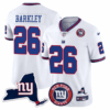 Giants New York State & Logo Patch Limited Jersey – All Stitched – White – Saquon Barkley Jersey